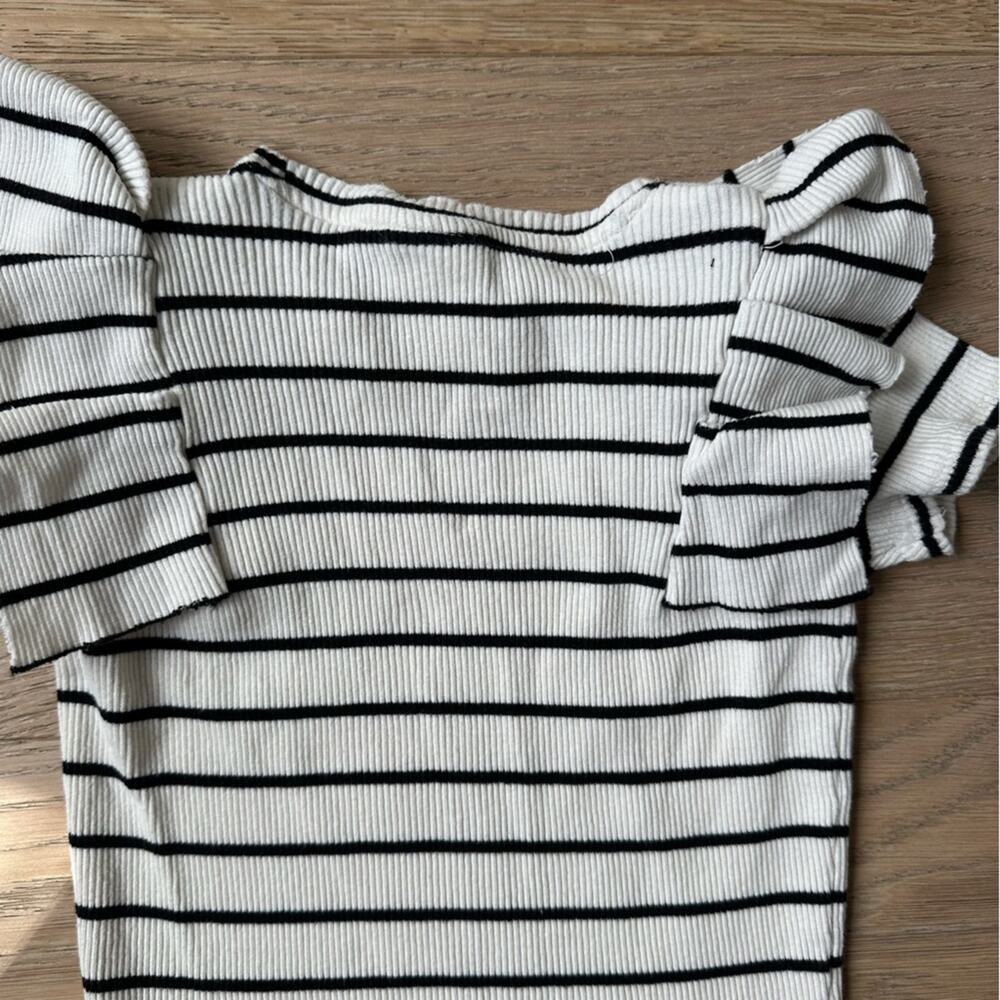 Zara Black and White Ribbed Top 6-7 - Picture 6 of 6